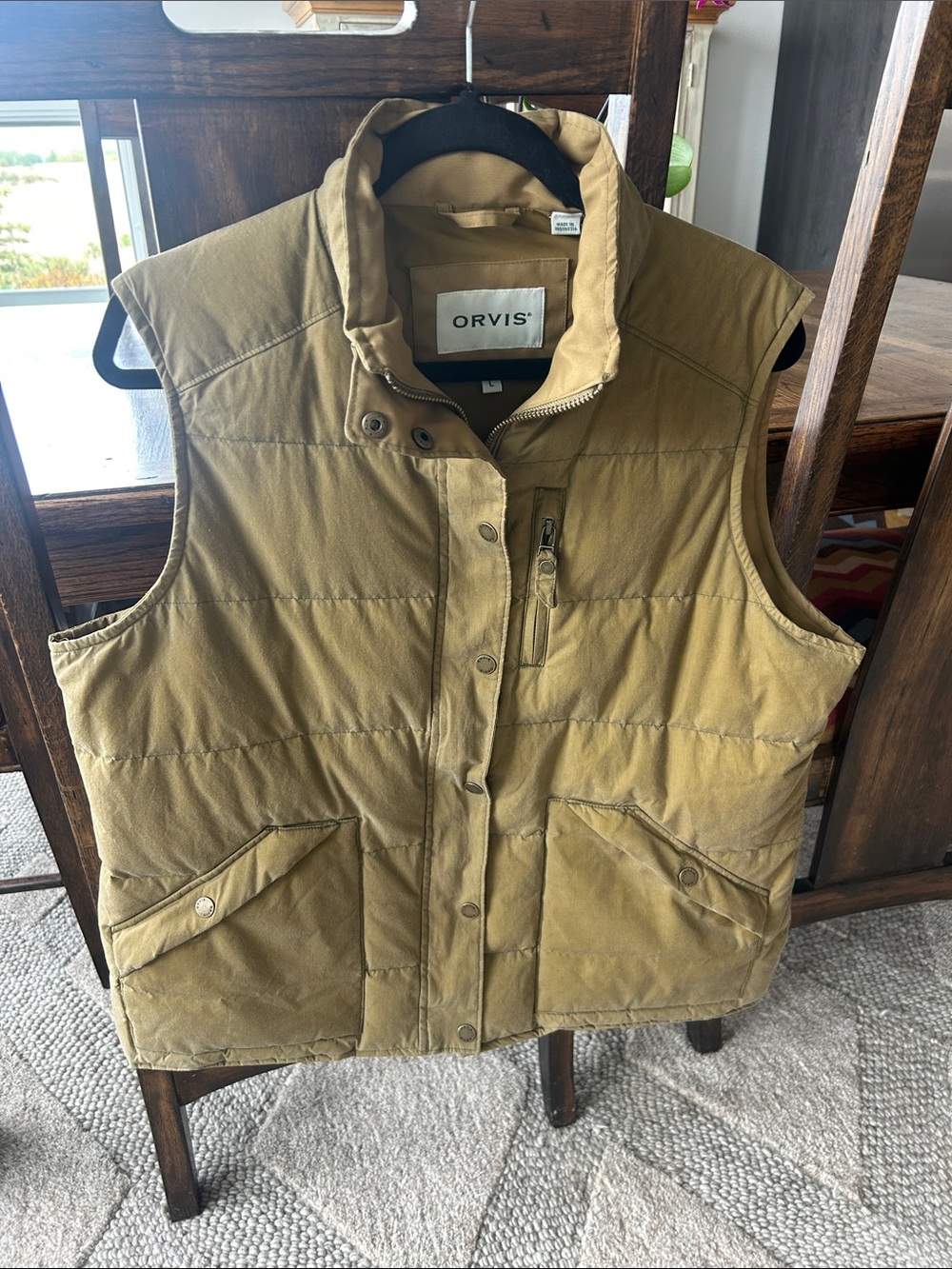 Orvis Quilted Down Canvas Vest - Olive large